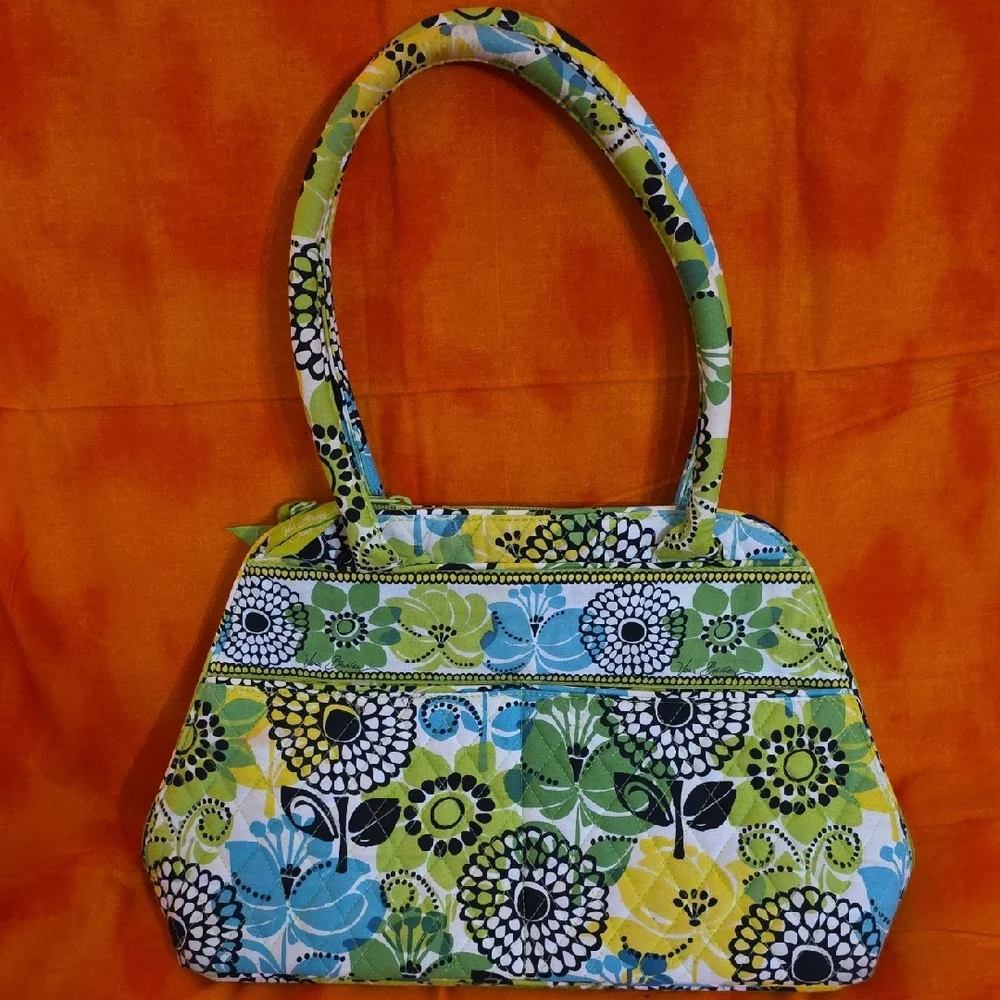 Vera Bradley Handbag Lime Green Yellow Black Teal Eloise Lemon Up Kiss